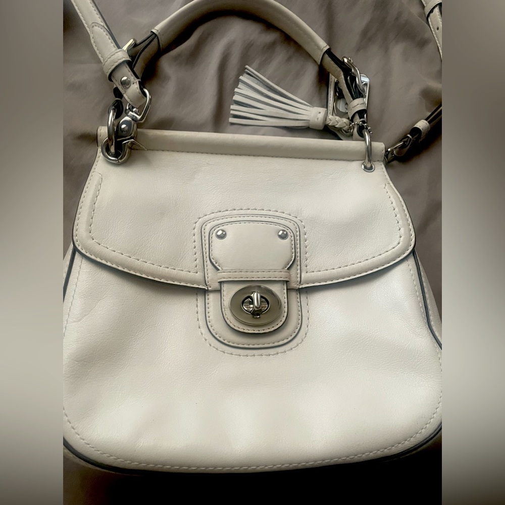 Coach Willis Legacy Vermillion White Leather Satchel